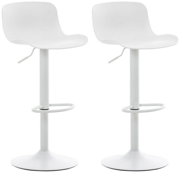 TPFLiving Barhocker Almeria mit bequemer Rückenlehne und angenehmer Fußstütze (Set, 2 St, Barstuhl Hocker für Theke & Küche - höhenverstellbar und drehbar), Gestell Metall weiß - Sitzfläche: Kunststoff Weiß Bild 4