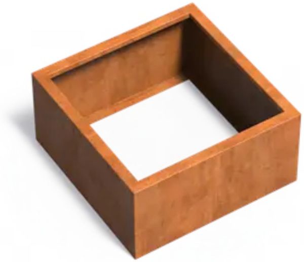Adezz Pflanzgefäß Carrez ohne Boden aus Corten-Stahl Pflanzkübel Größe 80x80x40 cm