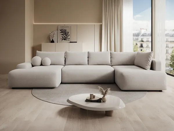 Vente-unique - DAVISO Sofa Stoff Beige - B 204 cm x H 87 cm x L 360 cm