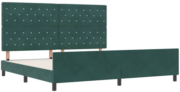 vidaXL Boxspringbett mit Kopfteil Dunkelgrün 200 x 200 cm Samt 3344900 Bild 5