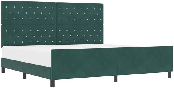 vidaXL Boxspringbett mit Kopfteil Dunkelgrün 200 x 200 cm Samt 3344900 Bild 2