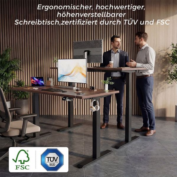 HOMALL Schreibtisch Höhenverstellbarer Schreibtisch elektrischer mit 2 Motoren (25 mm dicke, nahtlose, monolithische Tischplatten Keine gespleiBten Platten Vielsertig und hochwertig Erinnerung bei langerem Stehen, ostern geschenke)
