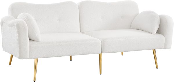 2-Sitzer Schlafsofa in Weiß H 82 x T 175 x B 79 cm mit Schlaffläche 155 x 85,5 cm, Wollmischgewebe Bild 6