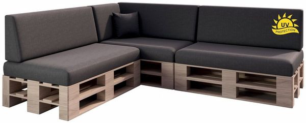 sunnypillow Palettenkissen Milano - 8er Set Palettenauflage mit abnehmbarem Bezug Kaltschaum, 8er Set Palettenkissen
