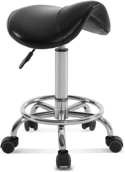 Barberpub Rollhocker Sattelhocker Höhenverstellbar, Bürohocker mit Rollen, Hocker für Arbeitszimmer Office Salon, Ergonomischer Bürostuhl, H110(Schwarz)