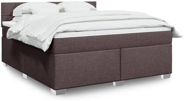 Boxspringbett mit Matratze, Stoff, Viereckige, grauer Fuß, Dunkelbraun, 180x200 cm, true