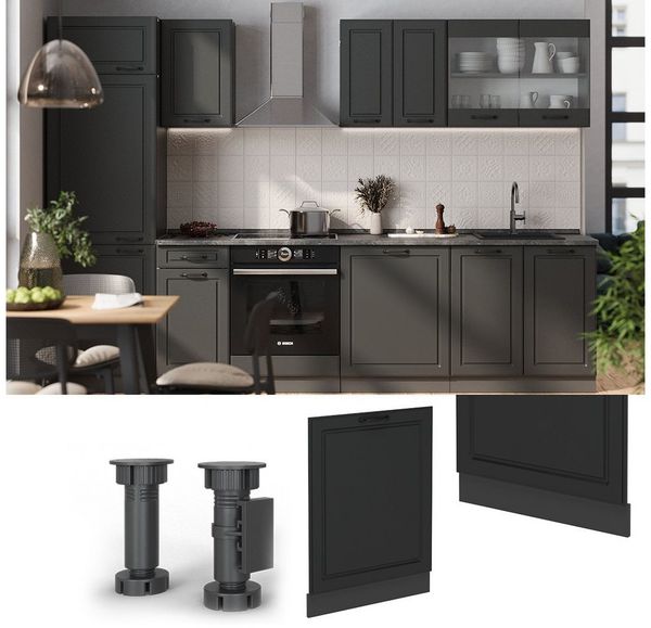 Geschirrspülblende R-Line Anthrazit Landhaus 60 cm ohne Arbeitsplatte Vicco Bild 2