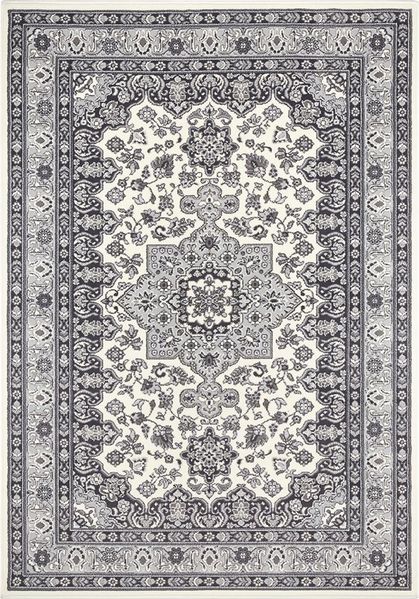Orientalischer Kurzflor Teppich Parun Täbriz Creme Grau - 200x290x0,9cm
