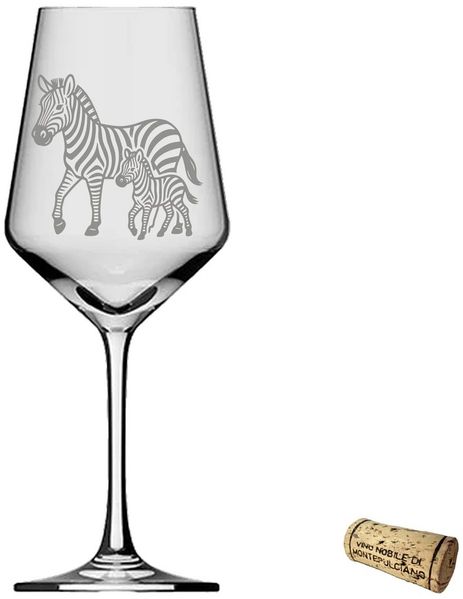 eXODA Weinglas Gravur Zebra mit Baby - 350ml absolut spülmaschinenfest, 1-tlg, Glas, Atemberaubende Darstellung