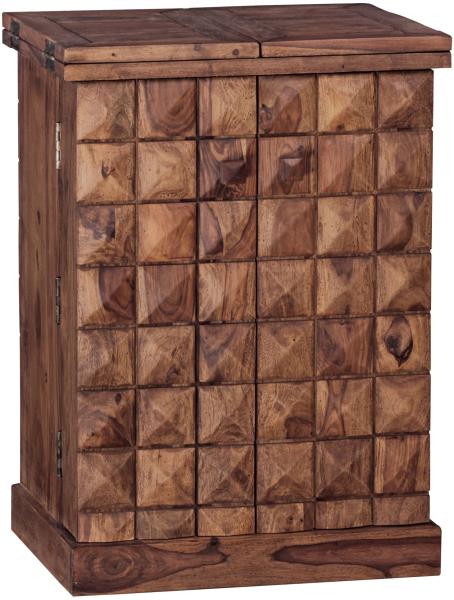 Kadima Design "Saar" Massivholz Hausbar Ausklappbare Weinbar, Barschrank mit Türen. Braun, 64x50x91 cm