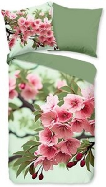 good morning Wendebettwäsche Lotti, Renforcé, 3 teilig, 100% Baumwolle, Renforcé, Reißverschluss, Wendeoptik, Blumen, grün Bild 6