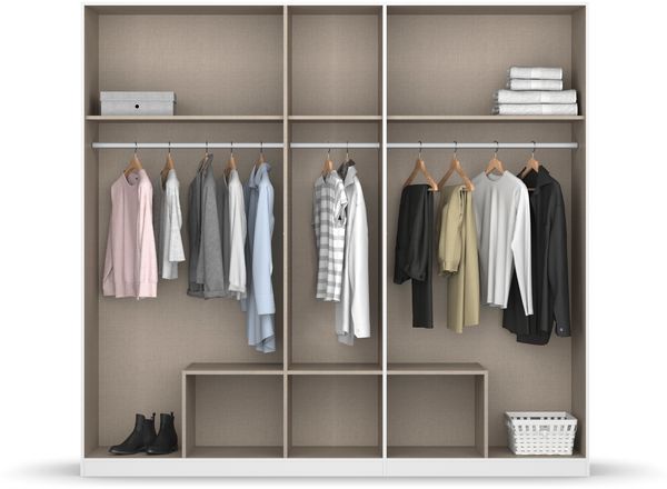 rauch Kleiderschrank, Drehtürenschrank GAMMA, 5-türig, 1 Spiegeltüre teilaufgelegt, 6 Schubkästen, Alpinweiß, 226 x 210 x 54 cm Bild 5