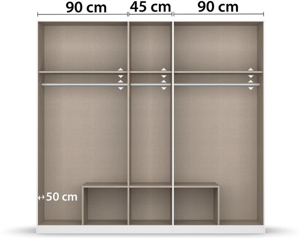 rauch Kleiderschrank, Drehtürenschrank GAMMA, 5-türig, 1 Spiegeltüre teilaufgelegt, 6 Schubkästen, Alpinweiß, 226 x 210 x 54 cm Bild 6