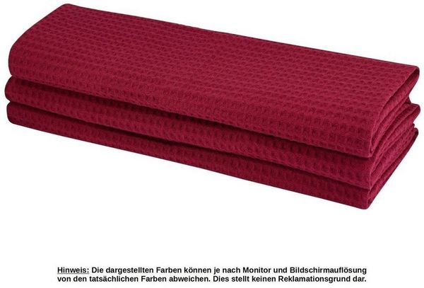 Engelland Geschirrtuch Poliertuch, (Vorteils-Set, 3-tlg, Waffel-Pique), 100 % Baumwolle, integrierte Aufhängeschlaufe, 70 x 50 cm