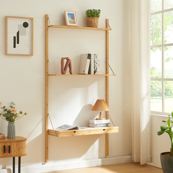 Wandregal Tingvoll 176x85x32 cm Bambus [en. casa]