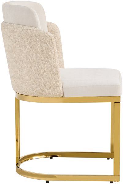 Merax Esszimmerstühle, (Set, 4 St), 4er Set Polsterstühle bequem und atmungsaktiv, goldfarben galvanisierte Stuhlbeine, Chenille-Stoff, Beige + Gold Bild 8