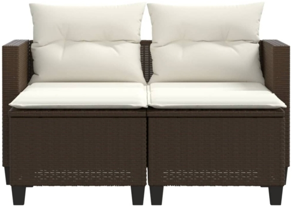 vidaXL Gartensofa 2-Sitzer mit Hockern Braun Poly Rattan 365792 Bild 6