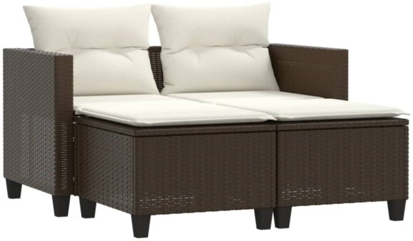 vidaXL Gartensofa 2-Sitzer mit Hockern Braun Poly Rattan 365792 Bild 7