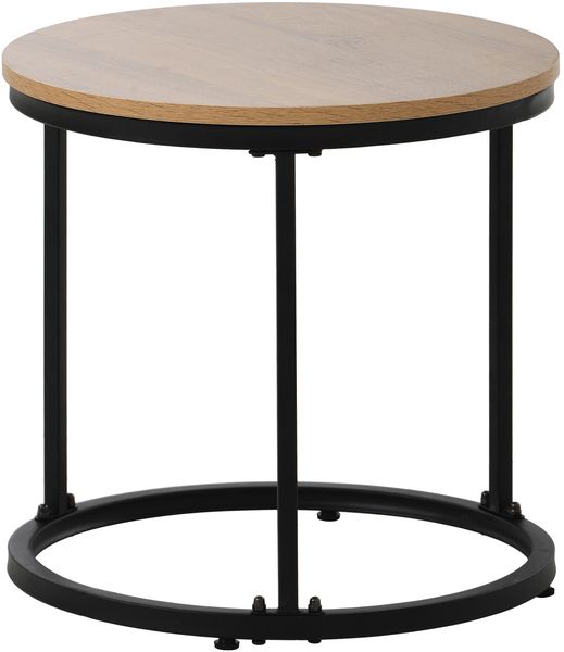 2er Set Runder Couchtisch Eiche, Nesting Beistelltisch Wohnzimmer, Moderner Sofatisch aus MDF Bild 10