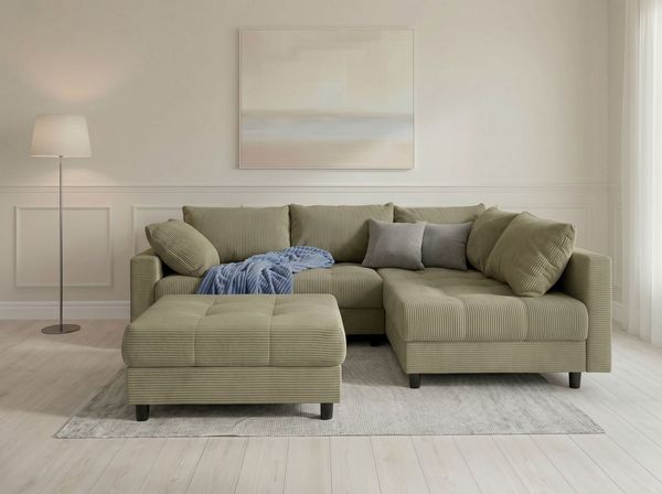 COLLECTION AB Ecksofa Antonia L-Form, B: 215 cm, Ecksofa, Rückenkissen, ottomane beidseitig montierbar, Bonnelfederkern