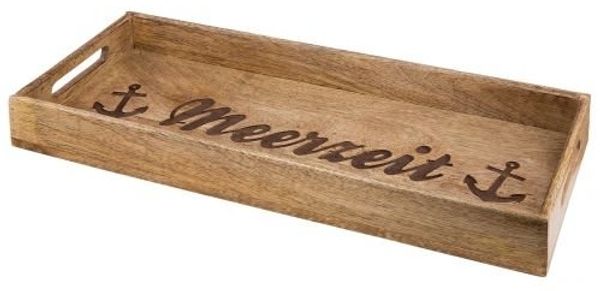 Gilde Deko Tablett "Meerzeit" aus Mangoholz, schmal nicht für Lebensmittel geeignet H: 5 cm B: 50 cm T: 20cm 41275