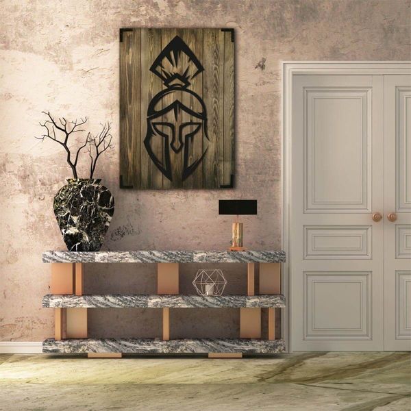 Wandbild Holz Ritterhelm Edle