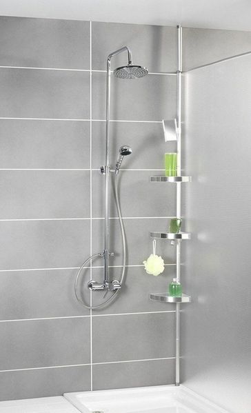 WENKO Duschablage Premium, 3 Ablagen, 1 Spiegel