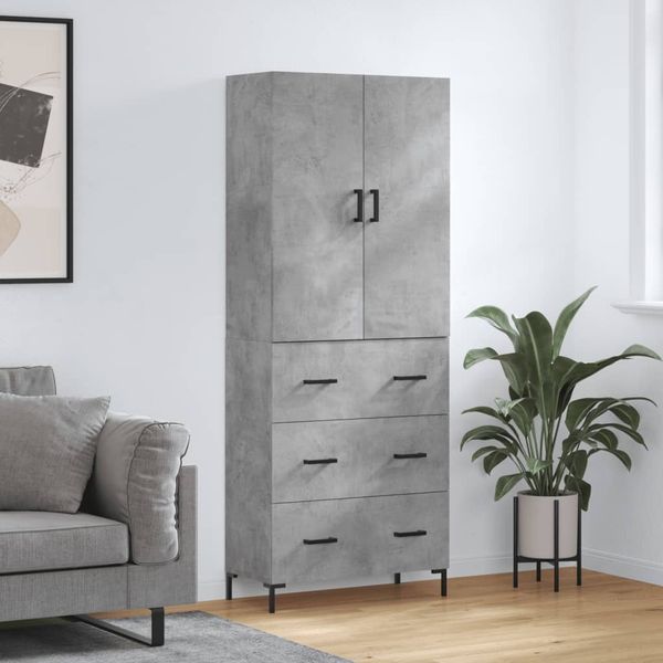 vidaXL Highboard Betongrau 69,5x34x180 cm Holzwerkstoff 3195847