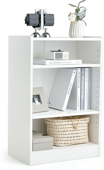 COSTWAY Bücherregal, mit 3 Fächern & verstellbaren Regalen, 30x50x75cm