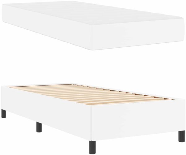 vidaXL Bettrahmen mit Matratze Weiß 80 x 200 cm Stoff 3398970 Bild 5