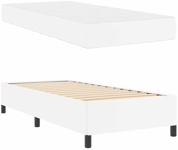vidaXL Bettrahmen mit Matratze Weiß 80 x 200 cm Stoff 3398970 Bild 6