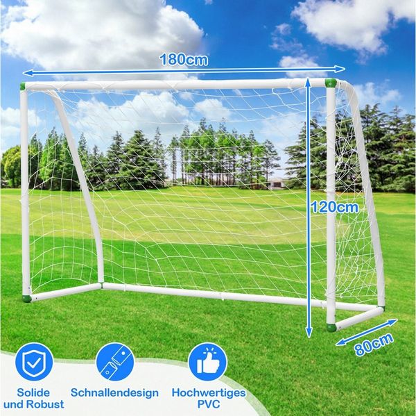Clanmacy Fußballtor Fußballtore aus PVC mit Netz für Fußballtraining 180x120x80cm 2 St. (2 St)
