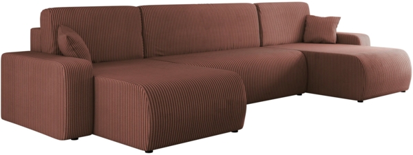 Ecksofa Pixalo U Cord mit Schlaffunktion und Bettkasten (Farbe: Poso 29)