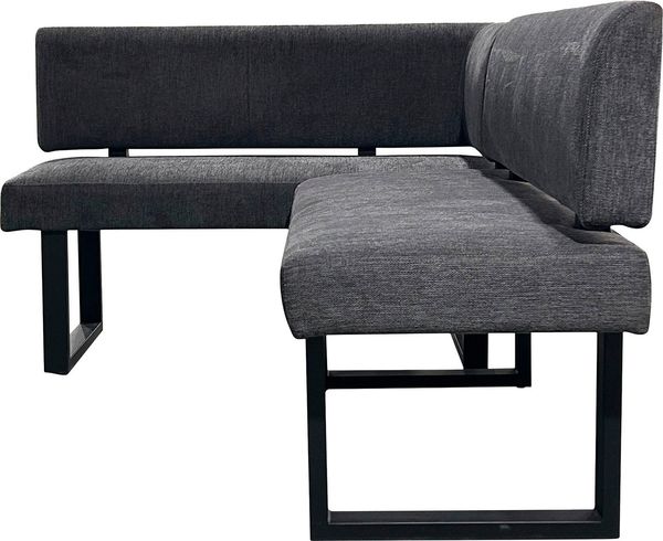 byLIVING Eckbank Vancouver/Webstoff anthrazit/Metall Gestell schwarz pulverbeschichtet/Taschenfederkern/Langer Schenkel rechts/Küchenbank/Sitzbank/ 125x181,5, H 86 cm Bild 4