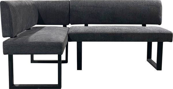 byLIVING Eckbank Vancouver/Webstoff anthrazit/Metall Gestell schwarz pulverbeschichtet/Taschenfederkern/Langer Schenkel rechts/Küchenbank/Sitzbank/ 125x181,5, H 86 cm Bild 3