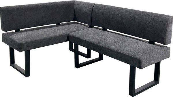 byLIVING Eckbank Vancouver/Webstoff anthrazit/Metall Gestell schwarz pulverbeschichtet/Taschenfederkern/Langer Schenkel rechts/Küchenbank/Sitzbank/ 125x181,5, H 86 cm Bild 2