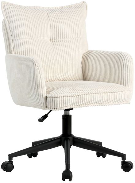Carryhome 'LUCIE' Bürodrehstuhl, Stoff Cord creme, 59 x 97 x 63 cm, 140 kg belastbar, höhenverstellbar