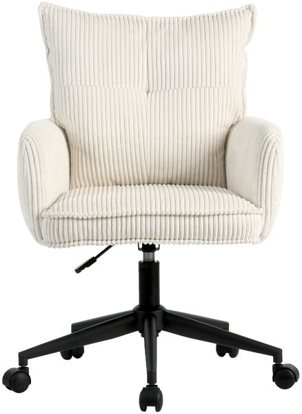 Carryhome 'LUCIE' Bürodrehstuhl, Stoff Cord creme, 59 x 97 x 63 cm, 140 kg belastbar, höhenverstellbar