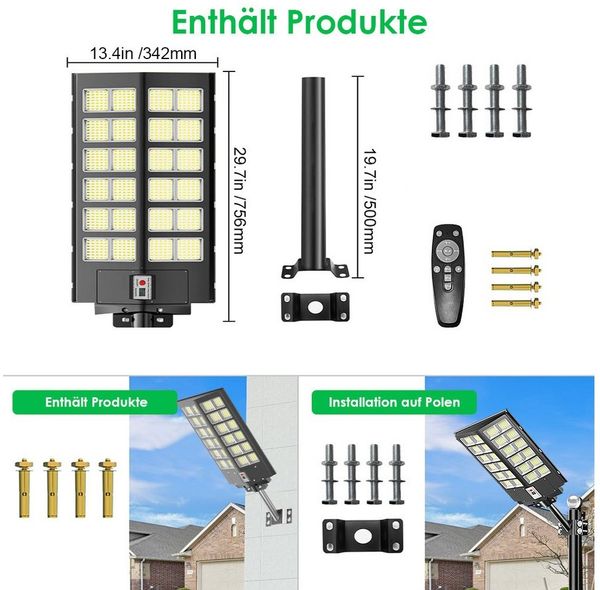 GLIESE LED Solarleuchte LED Außen-Wandleuchte Solar mit Daemmerungssensor, mit Fernbedienung, 6500K kaltweiß, 100000 lm, LED fest integriert, kaltweiß, Solarlampen für Außen hängend Spotlight