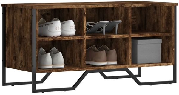 vidaXL Schuhregal Räuchereiche 90x38x45,5 cm Holzwerkstoff 848641