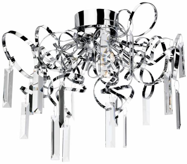 Deckenlampe, chrom, glas, klar, D 50 cm