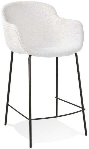 Kadima Design Barhocker weiß | 65 cm sitzhöhe | ergonomisch mit rückenlehne fußstütze | bouclé-stoff | bis 120 kg