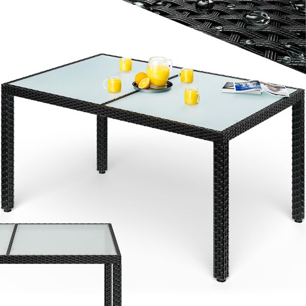 CASARIA® Gartentisch Wetterfest 150x90cm Polyrattan Balkontisch