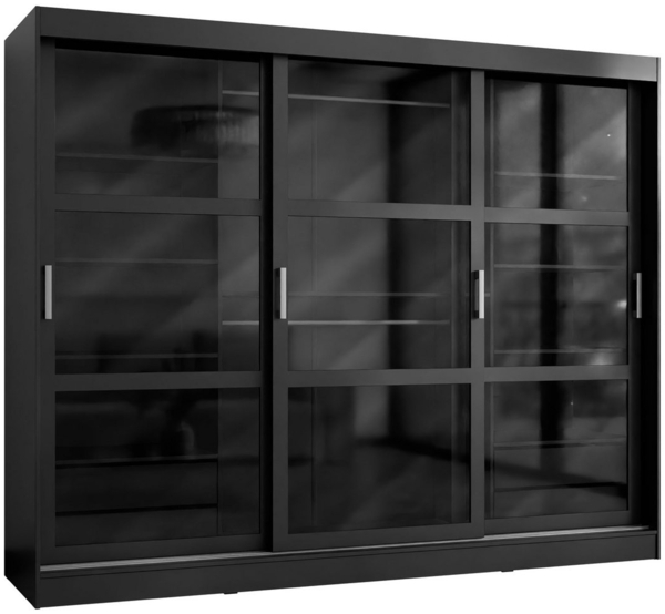 Kleiderschrank Norilo 250 (Farbe: Schwarz, ohne Beleuchtung)