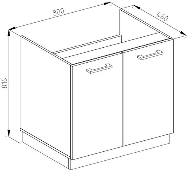 Spülenunterschrank R-Line Rot 80 cm J-Shape, ohne Arbeitsplatte Vicco Bild 2