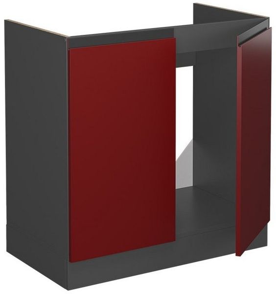 Spülenunterschrank R-Line Rot 80 cm J-Shape, ohne Arbeitsplatte Vicco Bild 3