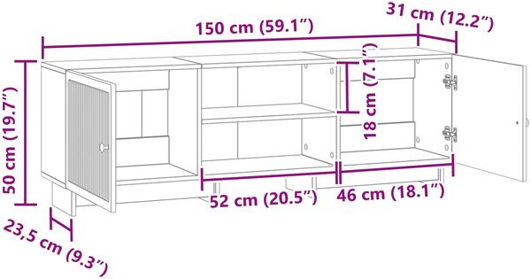 vidaXL TV-Schränk Altholz 150 x 31 x 50 cm Holzwerkstoff 894003 Bild 9