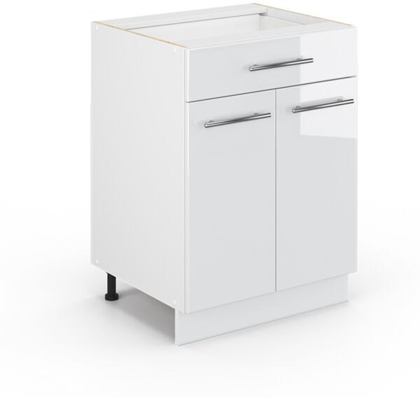 Küchenunterschrank Fame-Line Weiß Hochglanz 60 cm mit Schublade, ohne Arbeitsplatte Vicco