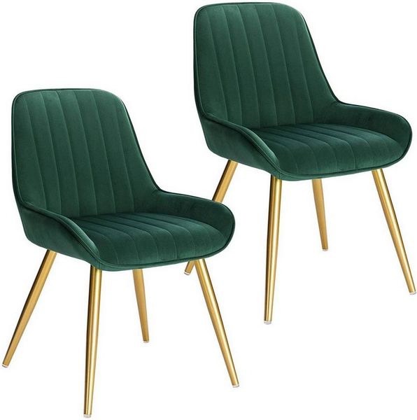 EUGAD Esszimmerstuhl (2 St), Retro, Sitzfläche aus Samt, mit Metallbeine
