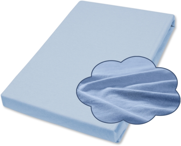 Traumhaft gut schlafen Spannbetttuch für Kinder, 100% Baumwolle, 70x140 cm, versch. Farben, Farbe: Hellblau, Größe: 70 x 140 cm